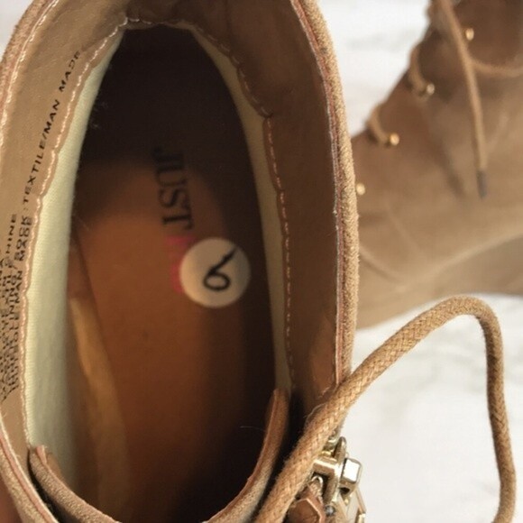 Justfab beige platform wedge ankle boots size 9 - Picture 11 of 12